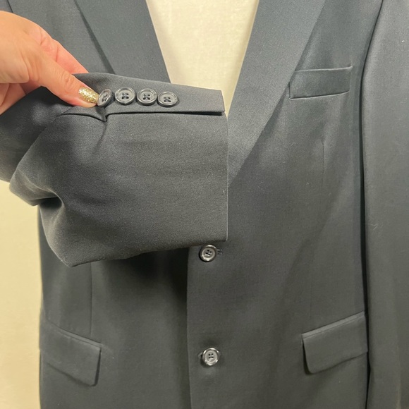 Joseph & Feiss Men Black 2-Button Flap Pocket Wool Dress Blazer 42 - Picture 7 of 13